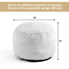 HollyHOME 15"(H) Bean Bag Round Ottoman Pouf, 6.6LB Memory Foam Filled Footstool for Sofa, Accent Stuffed Footrest Stool with Washable Cover, Single Footrest Stool for Living Room, Light Gray