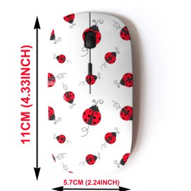 CJCBROES 2.4G Wireless Mouse with Cute Pattern Design for All Laptops and Desktops with Nano Receiver - Ladybug Simple