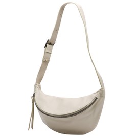 SH Leder Fania G697 Women’s Unisex Chest Bag Made of Genuine Leather for Festival, Travel, Medium Size Waist Bag, Crossbody Bag, Women Bag, 37 x 21 cm - Beige -