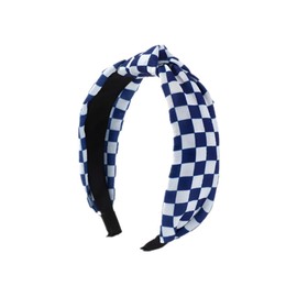 YOEMAYUNER Headbands for Women Checkered Headband Knotted Head Bands Women Non Slip Top Knot Headband,Cross Knot Headbands,3PCs (1PC, Blue, One size fits most)