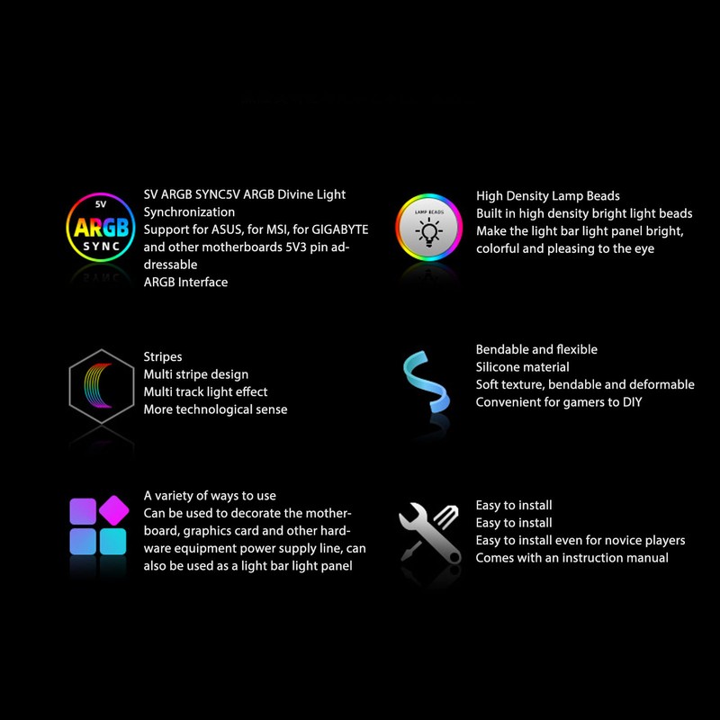 ARGB Extension Sleeved Cable Kit DIY 5V 3pin PSU Cable