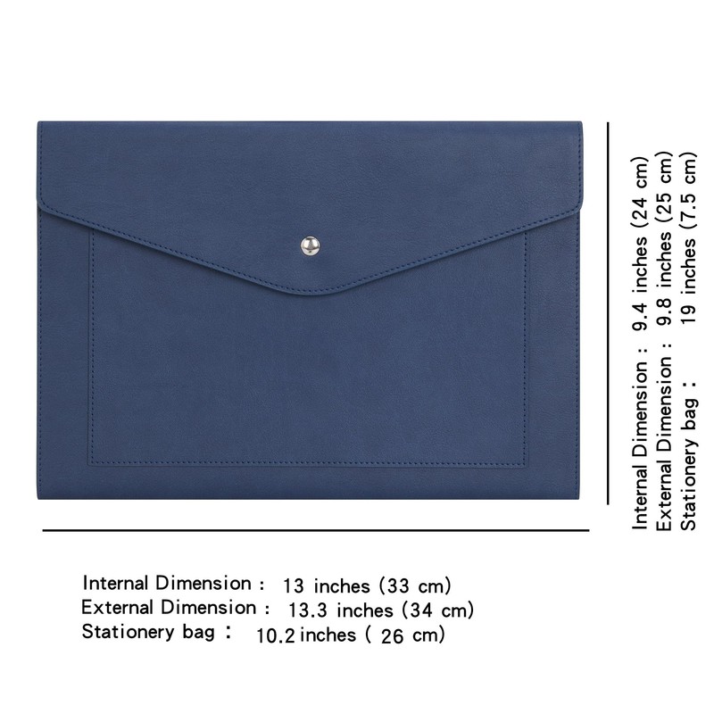 Wason Expanding A4 Document File PU Leather Envelope Case Holder-Large