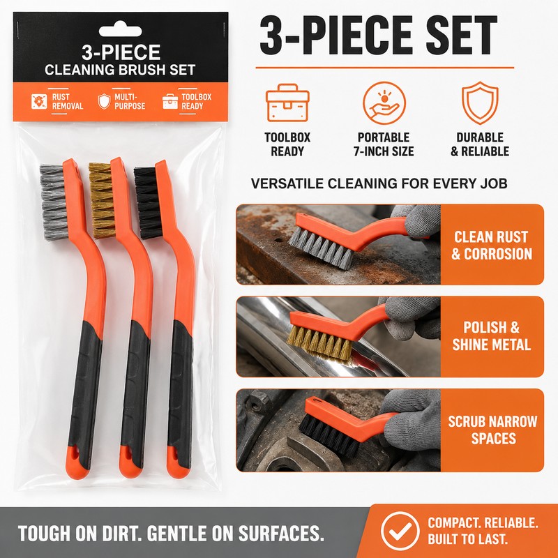 Hard Bristle Cleaning Brush for Rust & Detail Scrubbing –