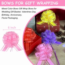 Pink Bows for Gift Wrapping, Self Adhesive Gift Bows, Mixed Color Bows Gift Wrap Bows for Wedding, Wedding, Birthday, Gift Basket, Valentines Day, Florist Packaging-Peel and Stick, No Tie Needed (Pink)