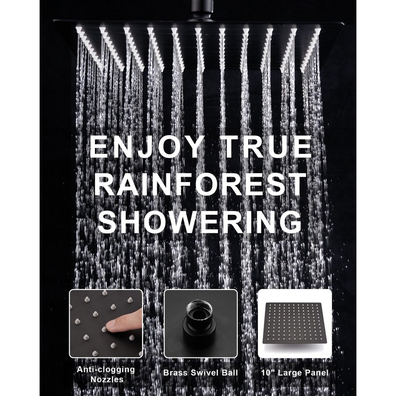 10" Rainfall Shower Head with Handheld Combo, High Pressure Dual