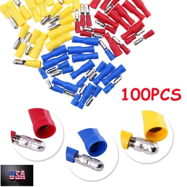 Unbranded 100pcs cold Pressed Bullet Wire Connectors 22-10AWG Male/Female Crimp