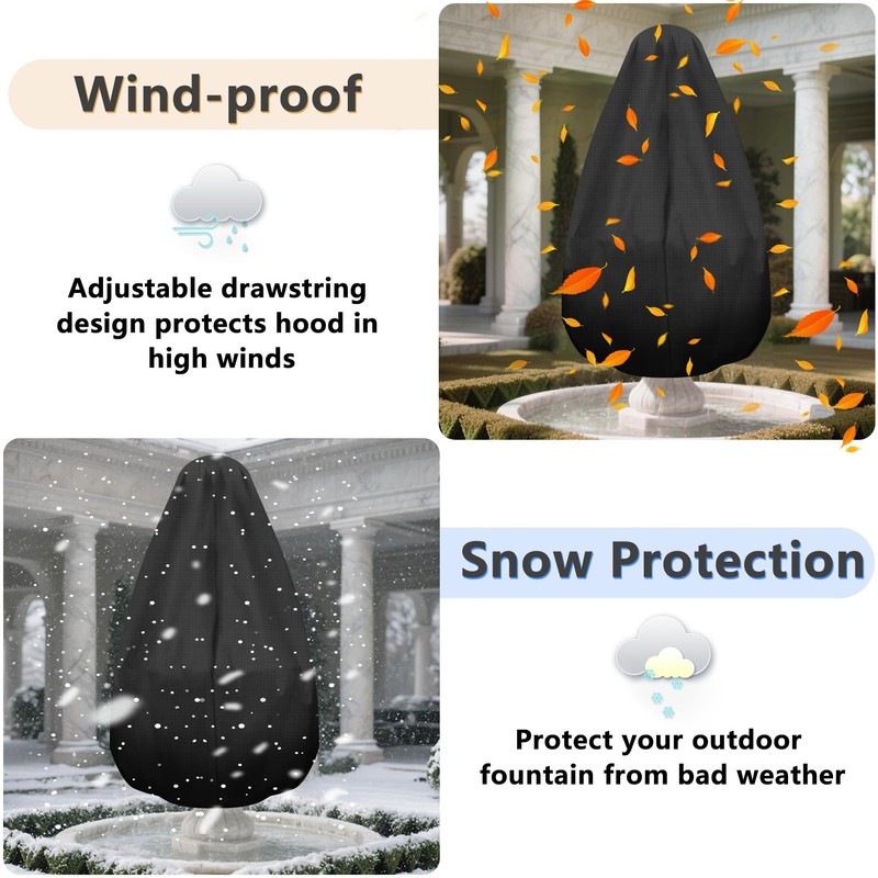 Svepndic 68Hx48D''Fountain Cover, Garden Statue Cover,Fountain Protector with Drawstring Weather