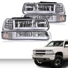 CNNELL LED Headlights Assembly Compatible with Chevy Silverado 1999-2002/Fit Suburban