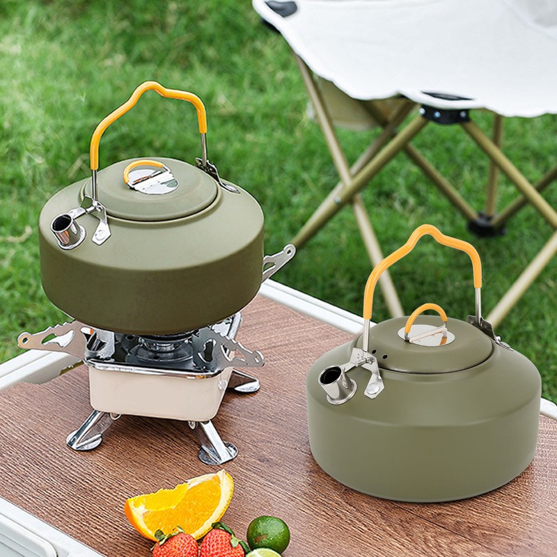 1L Outdoors Kettle Heat Resisting Stainless Steel Teapot Portable Camping
