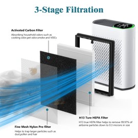 2 Packs HAP602 Replacement Filter Compatible with ECOSELF HAP602/ HAP602WF Air Cleaner Purifier, 3-in-1 Filtration of H13 True HEPA, Pre-Filter & Activated Carbon Filter