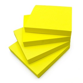 Bright Yellow Sticky Notes 4 Pads Removable Sticky Notes 76x76mm 100 per Pad