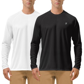Roadbox Roadbox Men's 2 Pack UV Sun Protection SPF UPF 50+ Long Sleeve Quick Dry Fishing Shirts Outdoor Rash Guard for Running Hiking Swimming
