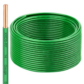 14 AWG THHN Wire 100FT – Single Bare Copper Conductor, Green Electrical Building Wire with Nylon Insulation for Panel Wiring, Grounding, Lighting Circuits, Control Systems