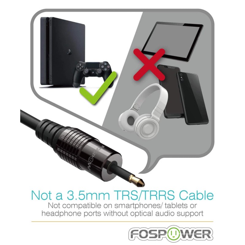 FosPower (3ft 24K Gold Plated Toslink to Mini Toslink Digital