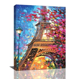 Paris Eiffel Tower Wall Art Paris Pictures Wall Decor Paris Eiffel Tower Canvas Painting Print Artwork Modern Home Decorations Framed for Living room Bedroom Office 16"X20"