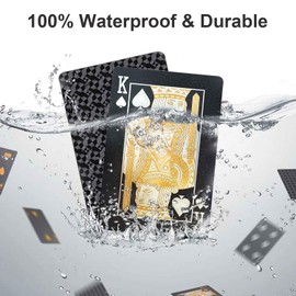 Wugauwor Diamond Waterproof Playing Cards, Plastic Poker Cards, 1 Deck of Cards, Black Plastic Playing Cards for Blackjack Canasta Bridge Card Games Travel Games