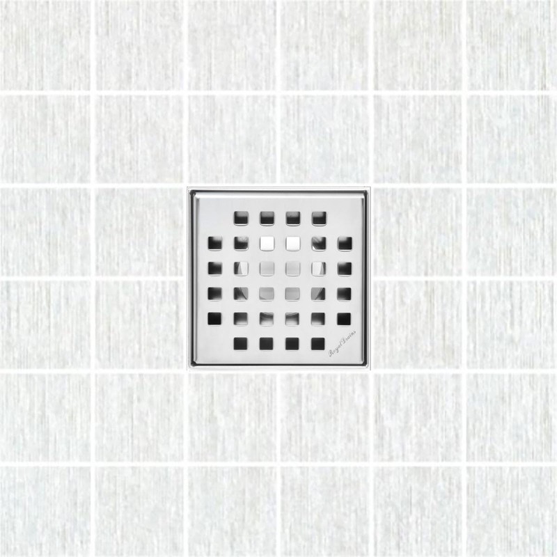 SereneDrains 304 Stainless Steel 4 Inch Square Polished Chrome Shower
