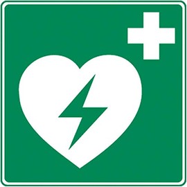 Holthaus Medical Rescue Sign Defibrillator Sign Notice Board Photoluminescent 20 x 20 cm
