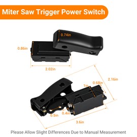 Miter Saw Trigger Power Switch, Compatible with De Walt Miter Saw DW712 DW715 DW716 DW717 DW718 DWS780, Miter Saw Switch Replacement Parts Accessories, with 2 PCS Carbon Motor Brushes