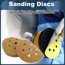 INFINAUTO Schleifscheiben, 6" 7 Loch 400 Körnung Automobilreparatur Rundes Klett- und Schleifpapier aus Aluminiumoxid, Papierbasis Gelb, 25 Stück