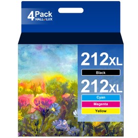 212XL Ink Cartridge for Epson 212 Ink Cartridge 212XL Ink Cartridges for Epson Printer XP-4100 XP-4105 Ink Cartridges WF-2850 WF-2830 Ink Cartridges (1 Black 1 Cyan 1 Magenta 1 Yellow, 4-Pack)