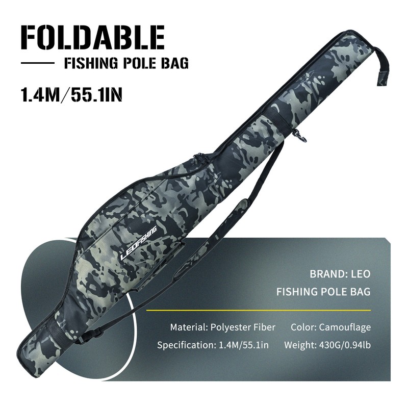Foldable Fishing Pole Bag Fishing Tackle Storage Bags Portable Fishing