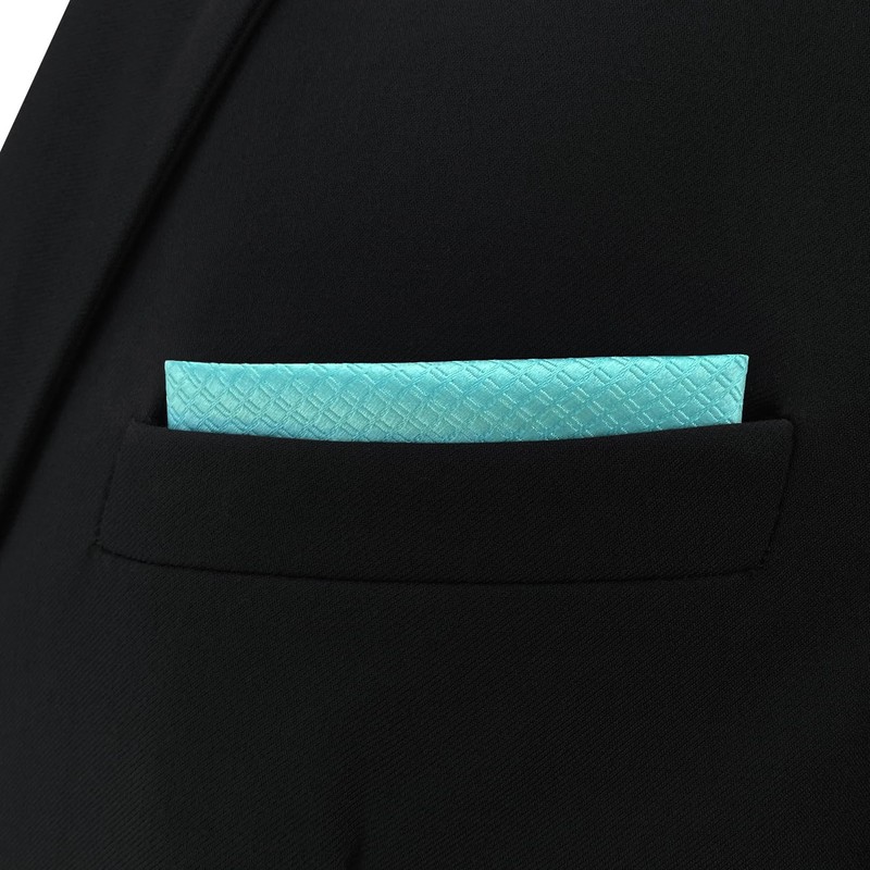 SHLAX&WING Solid Aqua Indigo Silk Fahion Necktie, 12.6 x 12.6