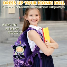 17cm Doll Clothes, Fashion Outfit Sets with Hats & Accessories, Easy Dressing Coordinated Pieces, Premium Fabric, (No Doll) (Purple Punk (Headpiece+Dress))