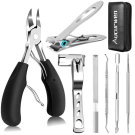 Akerwen Thick Toenail Clipper Adult Long Handle 7-Piece Set