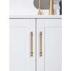 ZAUYX 2-Pack 3-3/4inch(96mm) Hole Center Brushed Brass Cabinet Pulls Solid
