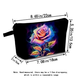 MoCaliduccious Gradient Rose Print Makeup Bag Multicolor Petals Cosmetic Pouch Elegant Valentine's Day Birthday Gift for Women​​ Floral Enthusiasts