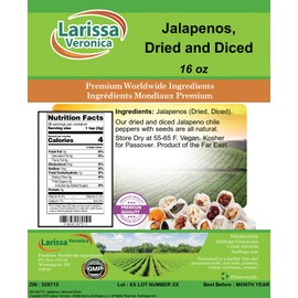 Jalapenos, Dried and Diced (16 oz, ZIN: 526715)