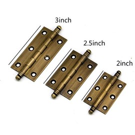 4Pack Decorative Antique Brass Kitchen Cabinet Hinges Bronze Furniture Cupboard Door Butt Hinges 3inch (4,3")
