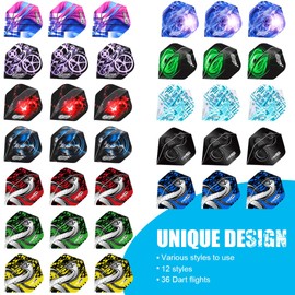 CyeeLife 12 pieces steel darts 20 sizes with PVC shafts + 36 flights + sharpener, professional steel dart set