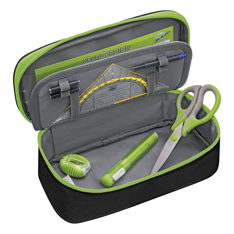 Wedo 24243011 Pencil Case with Inner Flap - Black/Green