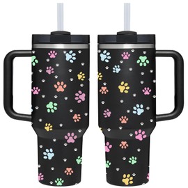 40 OZ Paw Tumbler with Handle.Dog Cat Lover Paw Gifts.Unique Birthday Christmas Gifts for Dog Cat Paw Lover.Personalized 40 OZ Paw Tumbler Gifts for Women Men.