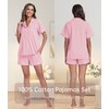 CF 100% Cotton Short Pajamas for Women Set Soft Button