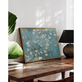 HUARCEY Vintage Framed Canvas Wall Art Dutch Windmill Landscape Painting, Antique Country Landscape Retro Wall Decoration, Farmhouse Decor Office Bedroom Kitchen Bathroom Wall Decor