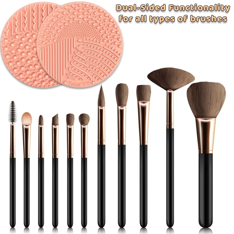 2 Pieces Silicone Makeup Brush Cleaner, YalsFTY Cosmetic Brush Scrubber