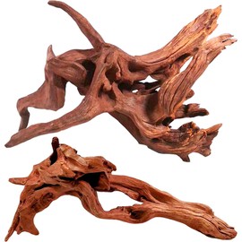 WDEFUN Natural Driftwood for Aquarium Decor, 2-Piece 10''-14'' Large Driftwood for Decorations on Fish Tank, Reptiles Bearded Dragon Accessories or Air Plants