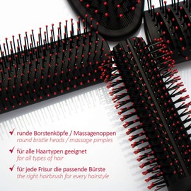 com-four® 4-Piece Styling Set with Various Hair Brushes with Soft Grip - All-Purpose Brush, Round Brush, Skeleton Brush, Sassoon Brush (04-Piece Set)