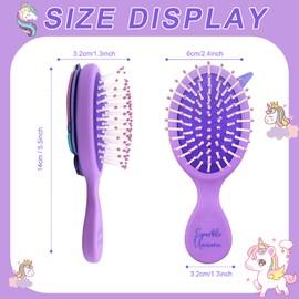 DINATIS Toddler Hair Brush - Mini Hair Brush for Kids - Travel Brush for Boys and Girls - Unicorn Brush with Air Cushion - Pupple