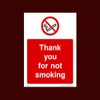 Thank you for not smoking Plastic Sign with 4 Pre-Drilled