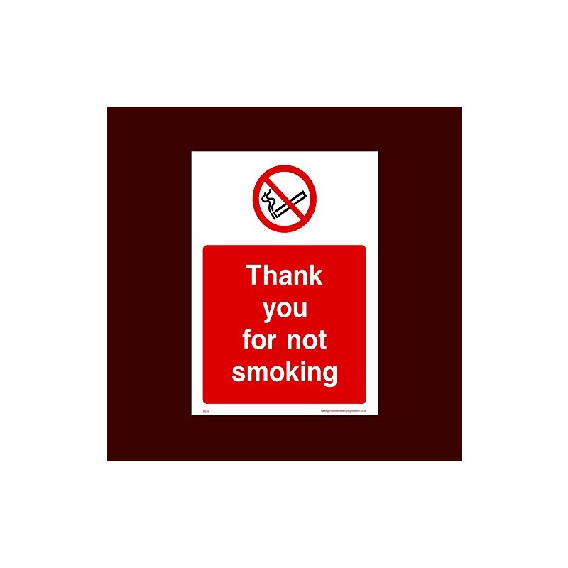 Thank you for not smoking Plastic Sign with 4 Pre-Drilled