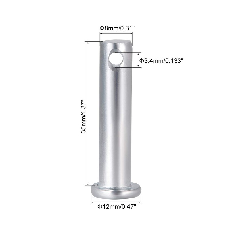 sourcing map Single Hole Clevis Pins,8mm x 35mm Flat Head