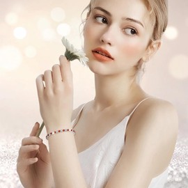 Suyi Tennis Bracelet Birthstone Cubic Zirconia Bracelet Silver Silder Bracelet Birthday Jewellery January Birthstone Bracelet