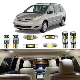 AUTOGINE 17 Piece White LED Interior Lights Kit for Toyota Sienna 2004 2005 2006 2007 2008 2009 2010 Super Bright 6000K Interior LED Light Bulbs Package + Install Tool