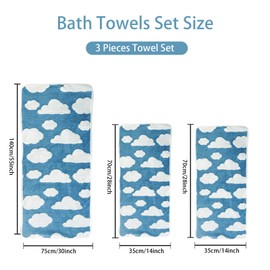 Lacomfy Bath Towels Set Colorful Cloud Soft Bath Towels Absorbent Decorative Hand Towels Velvet Bath Towel and Hand Towels for Bathroom Shower Spa (Blue)