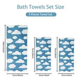 Lacomfy Bath Towels Set Colorful Cloud Soft Bath Towels Absorbent Decorative Hand Towels Velvet Bath Towel and Hand Towels for Bathroom Shower Spa (Blue)
