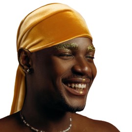 DuragPro 1 Pack Velvet Durag for Men - Enhanced Colorfastness, Durability, and Compression (Gold)
